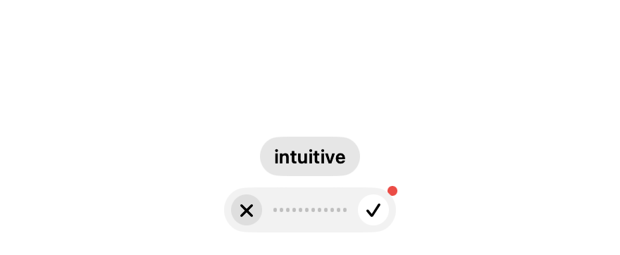 The word “intuitive” offered above the recording pill